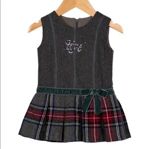 Gray and Red Plaid Kids Dress